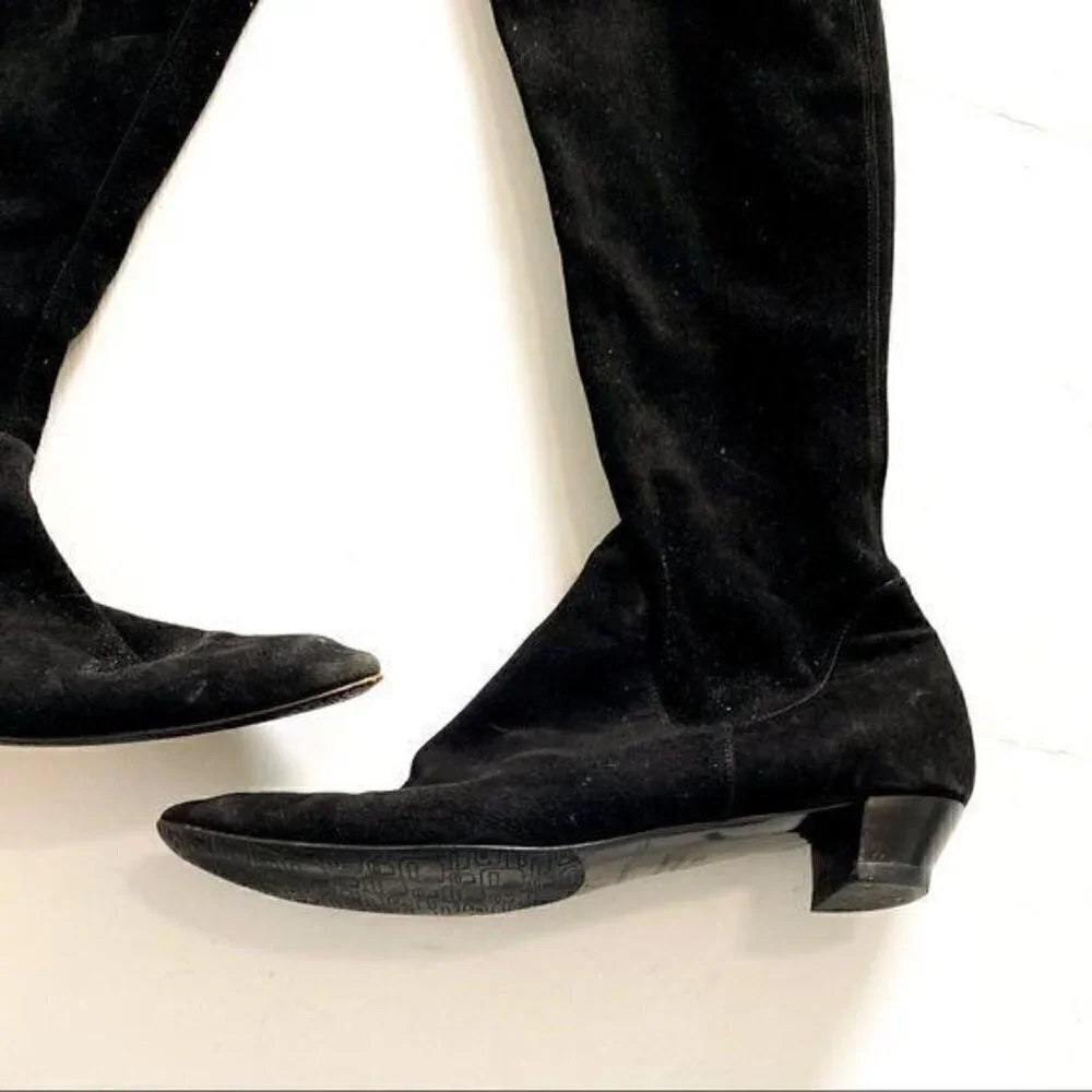 Sergio Rossi Black Stretch Suede Boots, Size EU39 - Picture 4 of 13